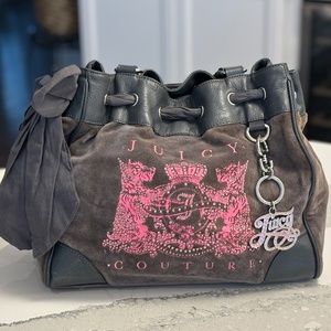 Juicy Couture Y2K Grey Daydreamer Velour Terry Cloth Tote Bag Scottie Dogs